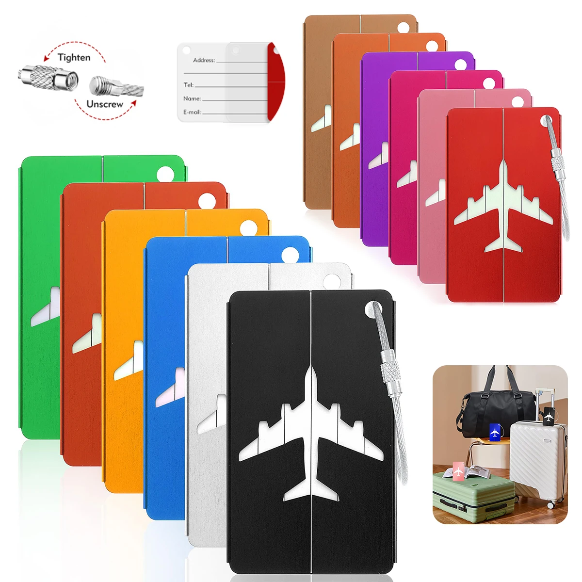 Tech Accessories Travel - Reisegepäckanhänger aus Aluminiumlegierung zum Aufhängen, Kofferanhänger,