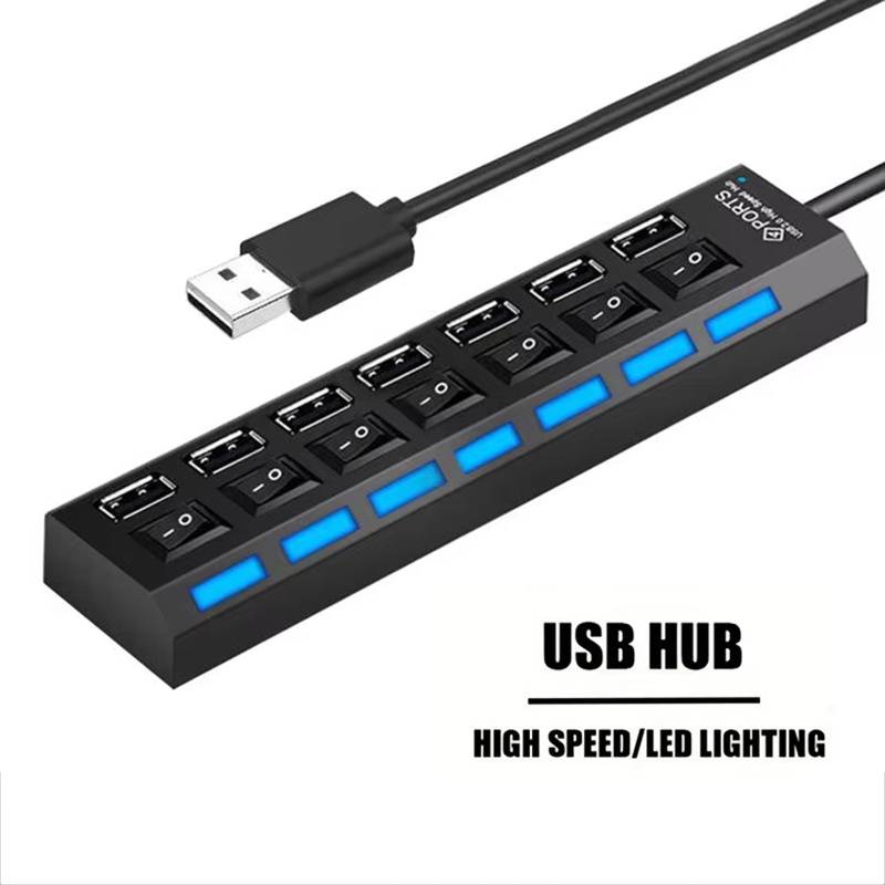 Usb Hub 7 Port - 7-Port-USB-2.0-Hub-Splitter für Laptop-Computerzubehör, Multi-Port-Hochgeschwindigkeits-Datenübertragung, Büro- und