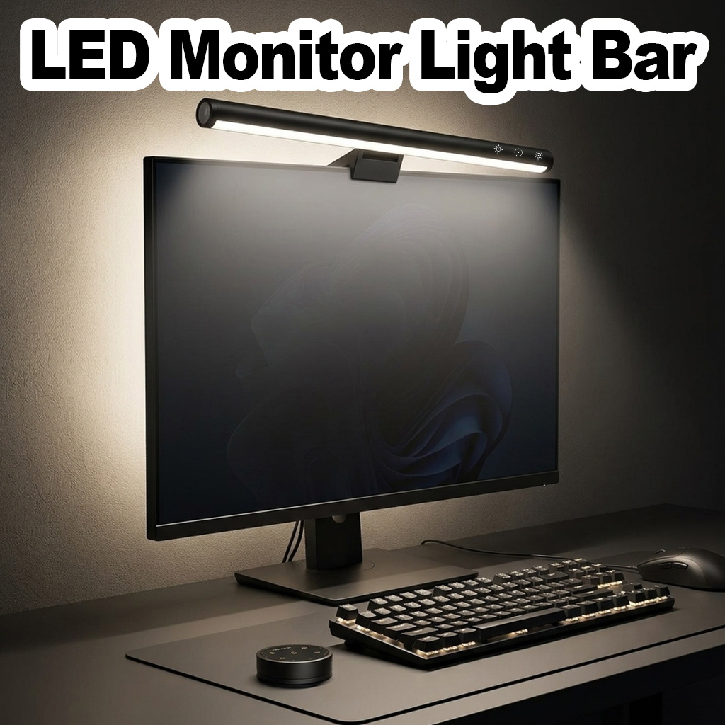 Monitor Light Bar - Monitor-Lichtleiste, 5 Helligkeitsstufen, 45-Grad-Abstrahlwinkel, Hintergrundbeleuchtungsmodus, gleichmäßige