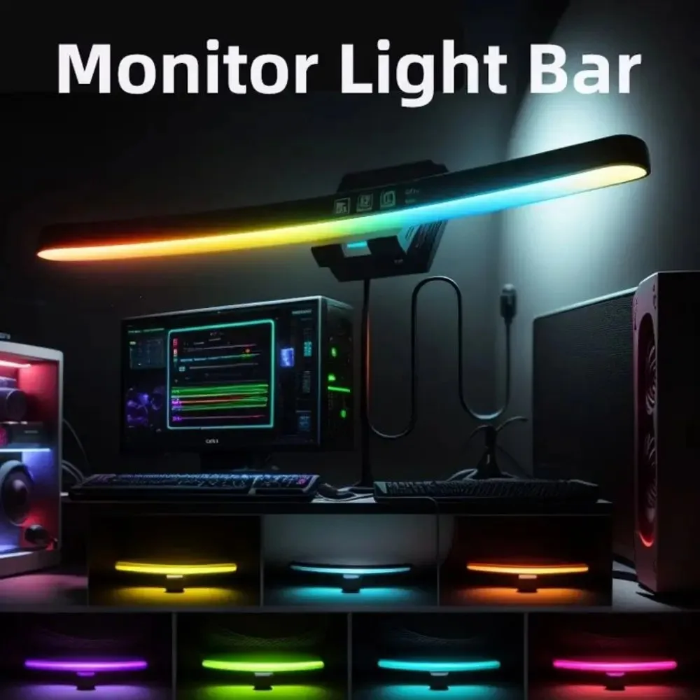 Monitor Light Bar - Gebogene Monitor-Lichtleiste, 3-Farben-Dimmung, anwendbar auf alle