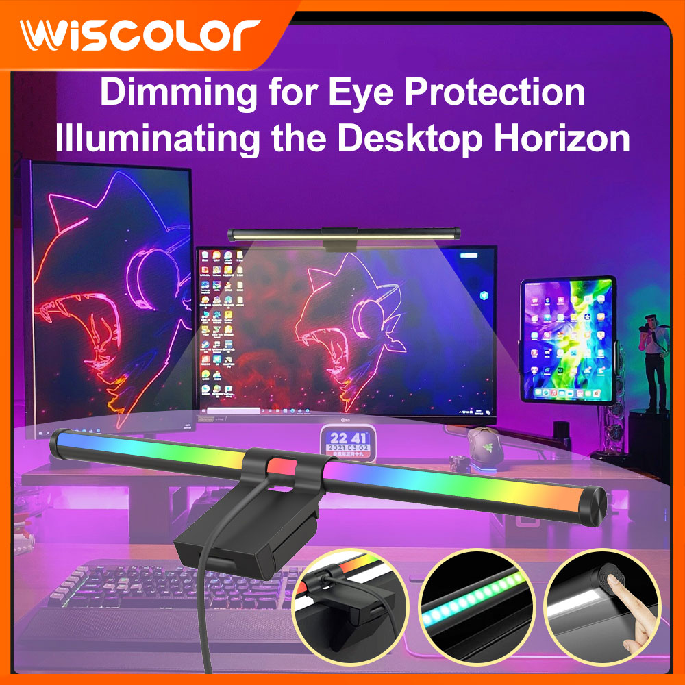 Tech Table Accessories - Monitor-Dekorationsleuchte Smart WLAN-Setup Dimmbare RGB-LED-Leuchten Fernbedienbare