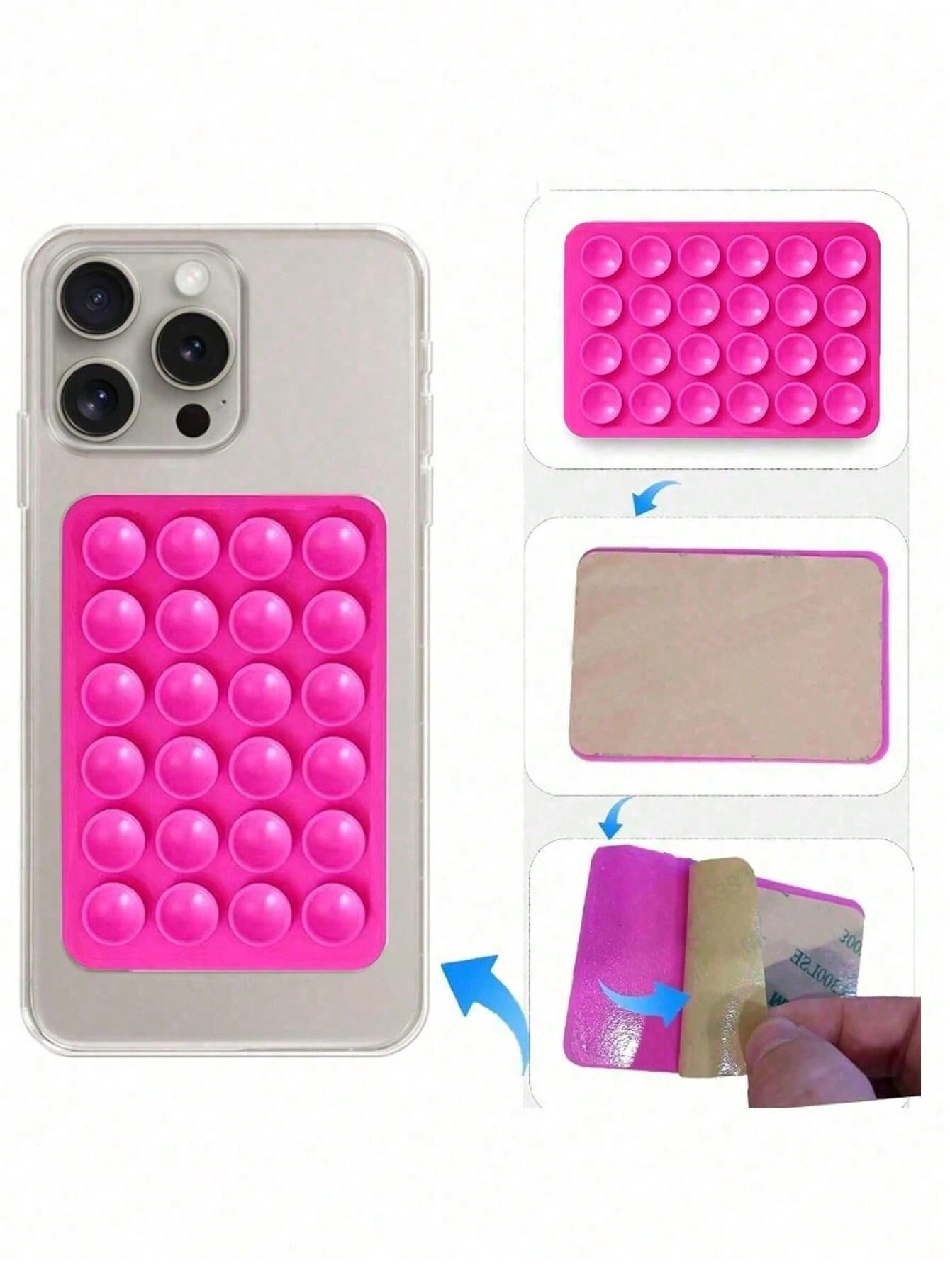 Tech Accessories Iphone - Quadratische Handyhülle mit Silikon-Saugnapf, selbstklebend montiert,