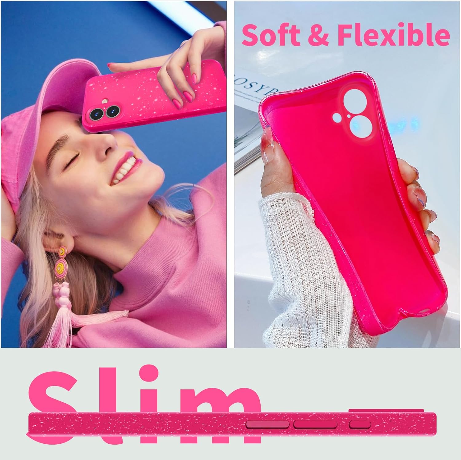 Hot Pink Rose Glitter Hülle fü – Tech Accessories Iphone Bewertung und Preis