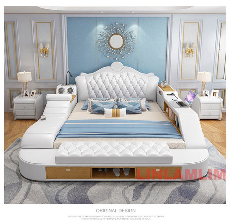 Modernes Luxus-Echtleder-Bett  – Tech Queen Bewertung und Preis