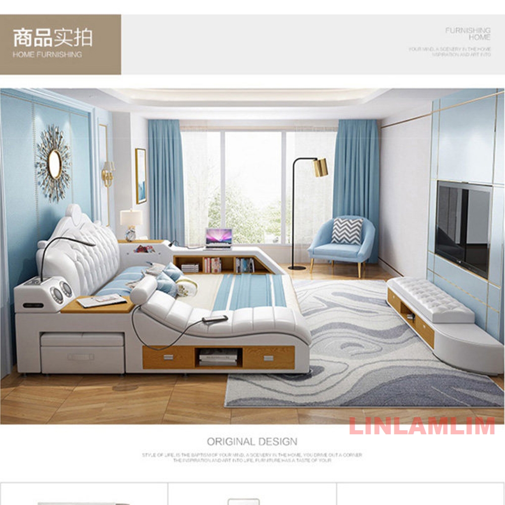 Modernes Luxus-Echtleder-Bett  – Tech Queen Bewertung und Preis